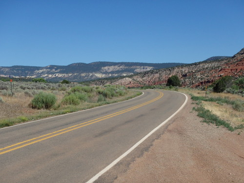 GDMBR: Heading west and looking at white rock (probably gypsum).